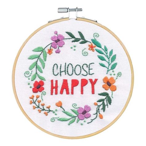 Dimensions Choose Happy Embroidery Kit #72-75811 6" Round Learn a Craft